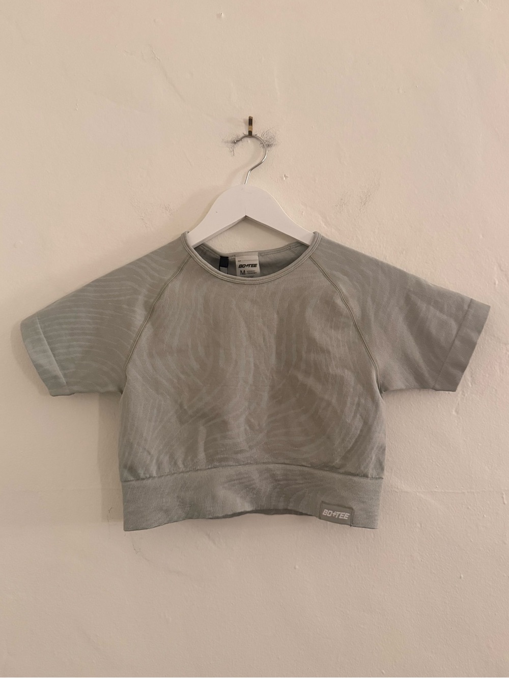 Bo+Tee Grey Short Sleeve Active Crop Top
